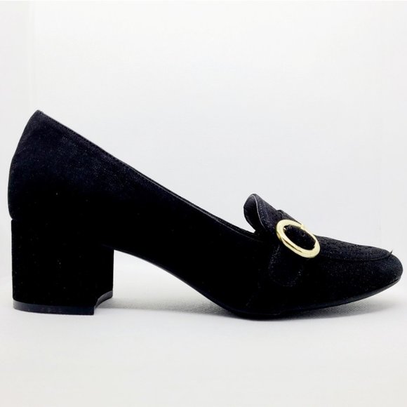 Giani Bernini Black Inndee Golden Buckle Slip On Loafer Pump Shoes Size 8M - Picture 2 of 6